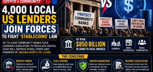 Thousands Of U.S. Community Banks Push Back Against Stablecoin Legislation, Warning Of $850 Billion Lending Risk