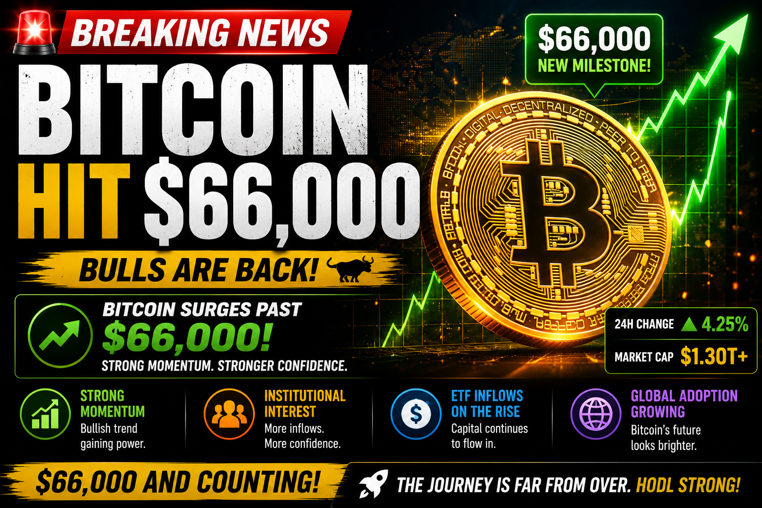 Bitcoin Hits $66,000 as Crypto Market Regains Momentum