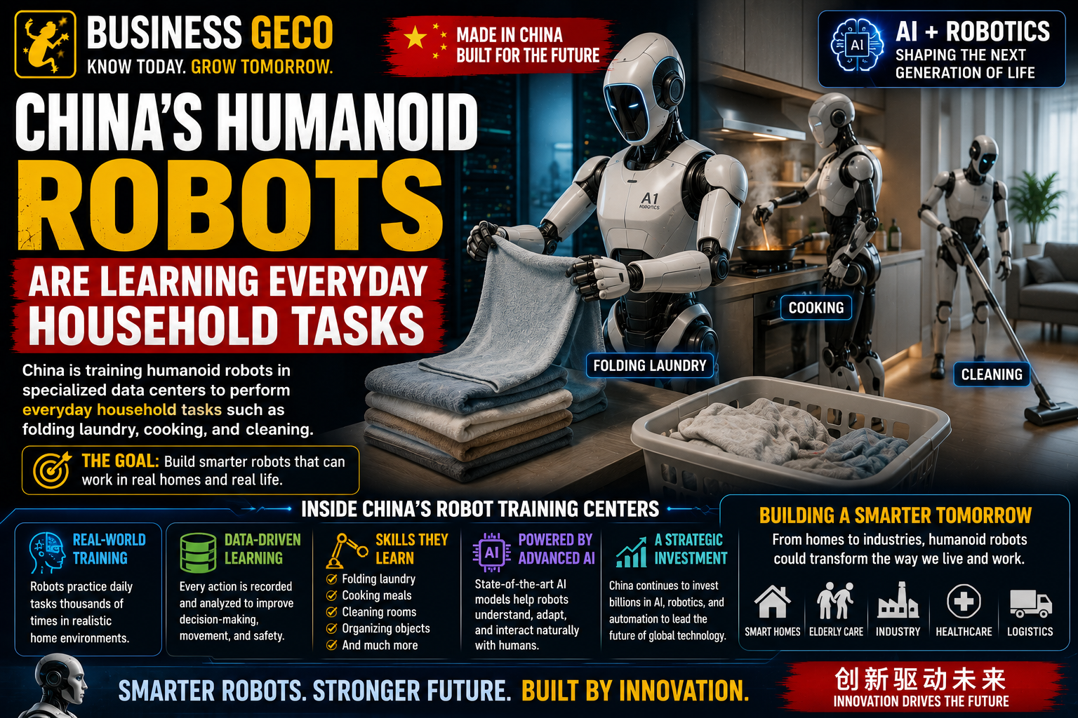 China's Humanoid Robots Are Learning To Cook, Clean And Fold Laundry In AI Training Centers