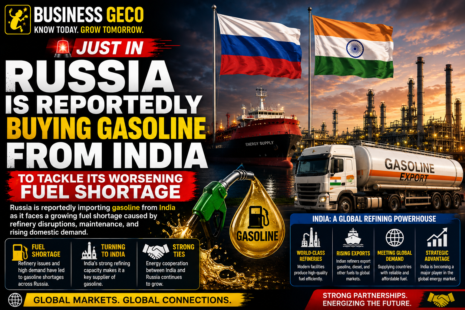 Russia Reportedly Turns To India For Gasoline Imports Amid Growing Fuel Shortage