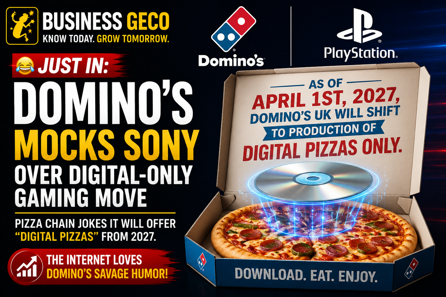 Domino's Mocks Sony's Digital-Only Gaming Move With Viral 'Digital Pizza' Joke