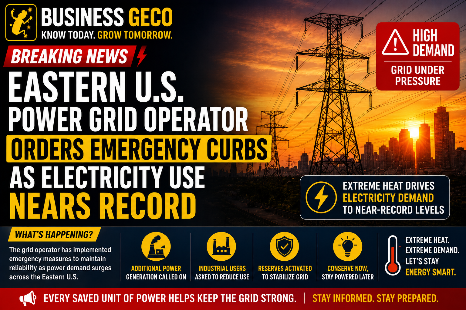 Eastern U.S. Power Grid Operator Orders Emergency Measures As Electricity Demand Nears Record High