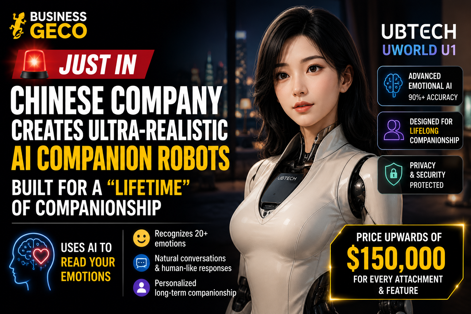 Chinese Company Unveils Ultra-Realistic AI Companion Robots That Can Read Human Emotions