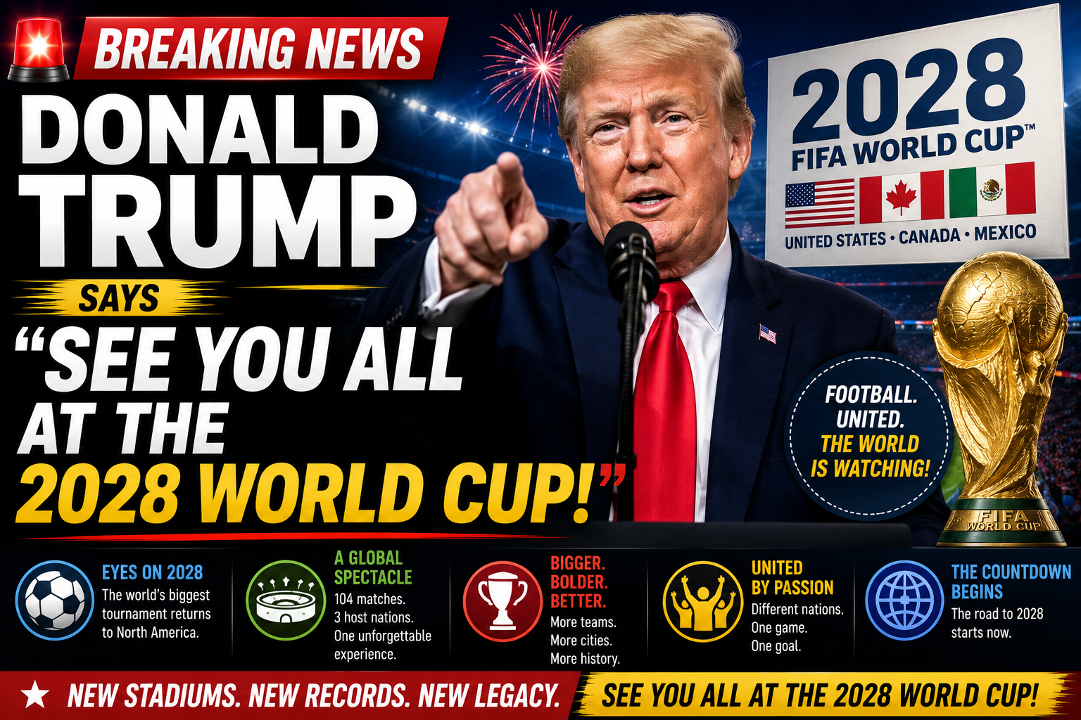 Donald Trump Signs Off With: "See You All at the 2028 World Cup!"