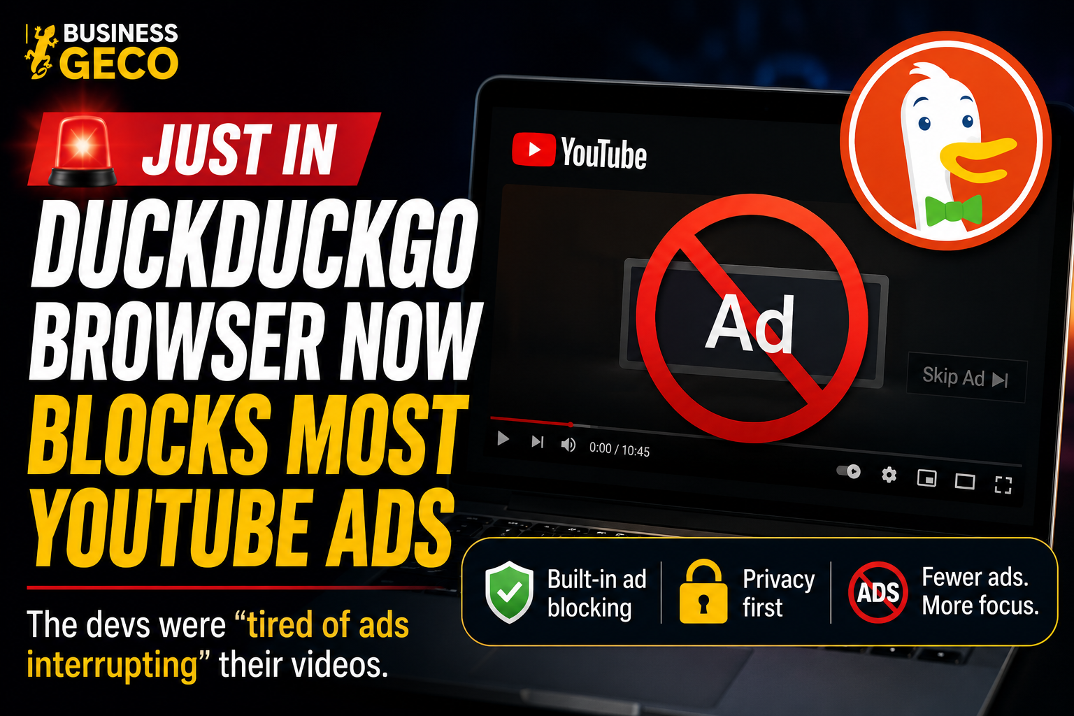 DuckDuckGo Browser Now Blocks Most YouTube Ads, Taking Aim at Interruptions