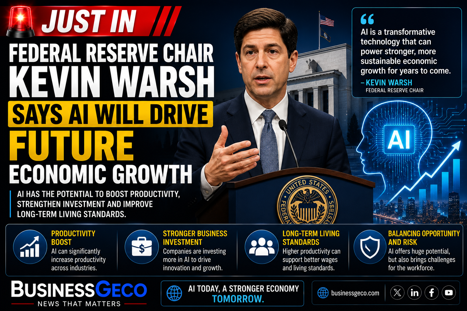 Federal Reserve Chair Kevin Warsh Says AI Will Drive Future Economic Growth