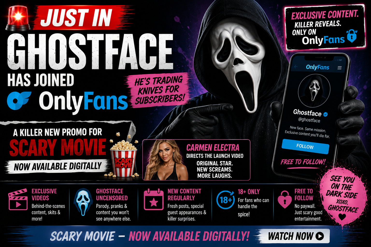 Ghostface Joins OnlyFans in Surprise Promotion for Scary Movie