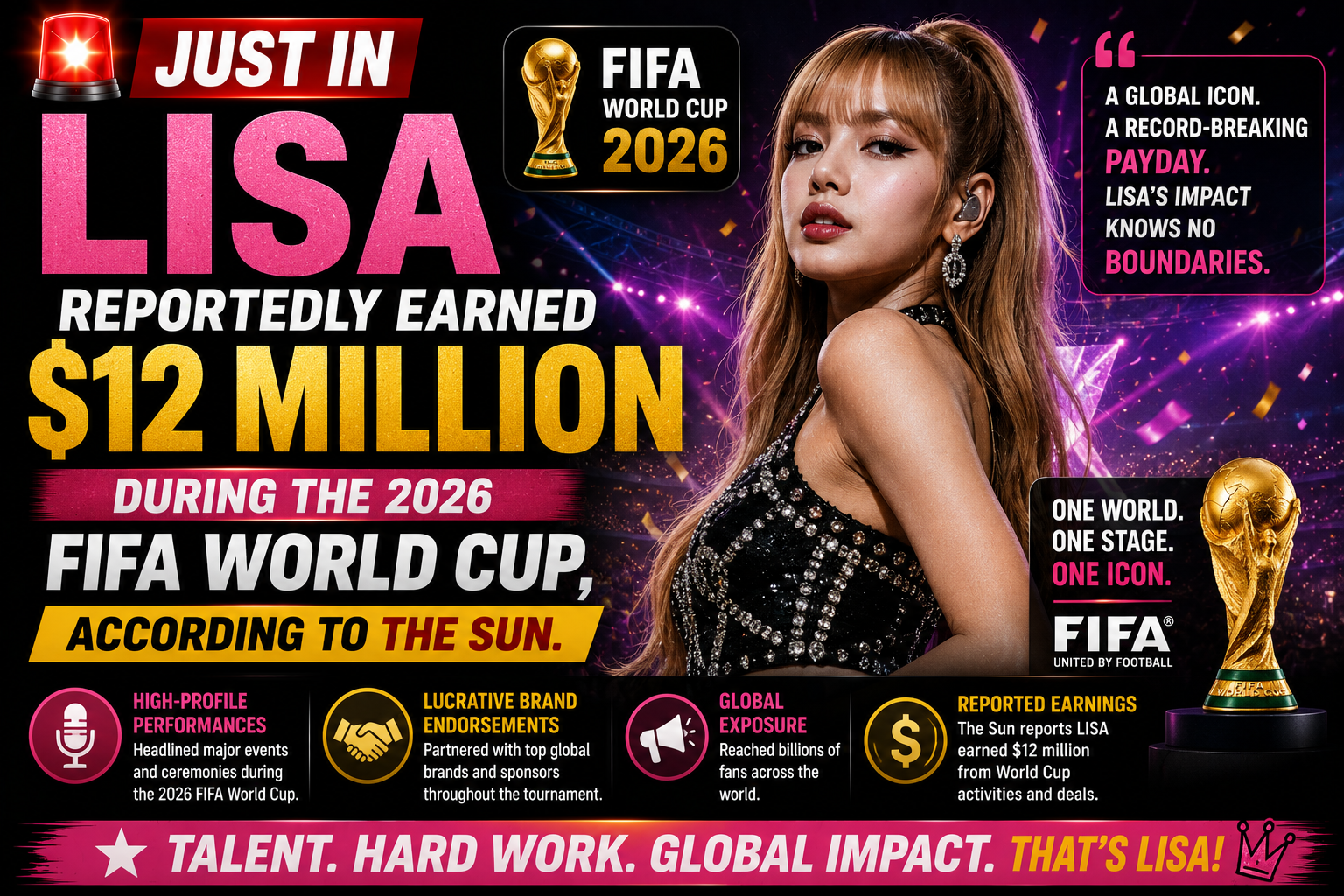 LISA Reportedly Earned $12 Million During the 2026 FIFA World Cup, According to The Sun