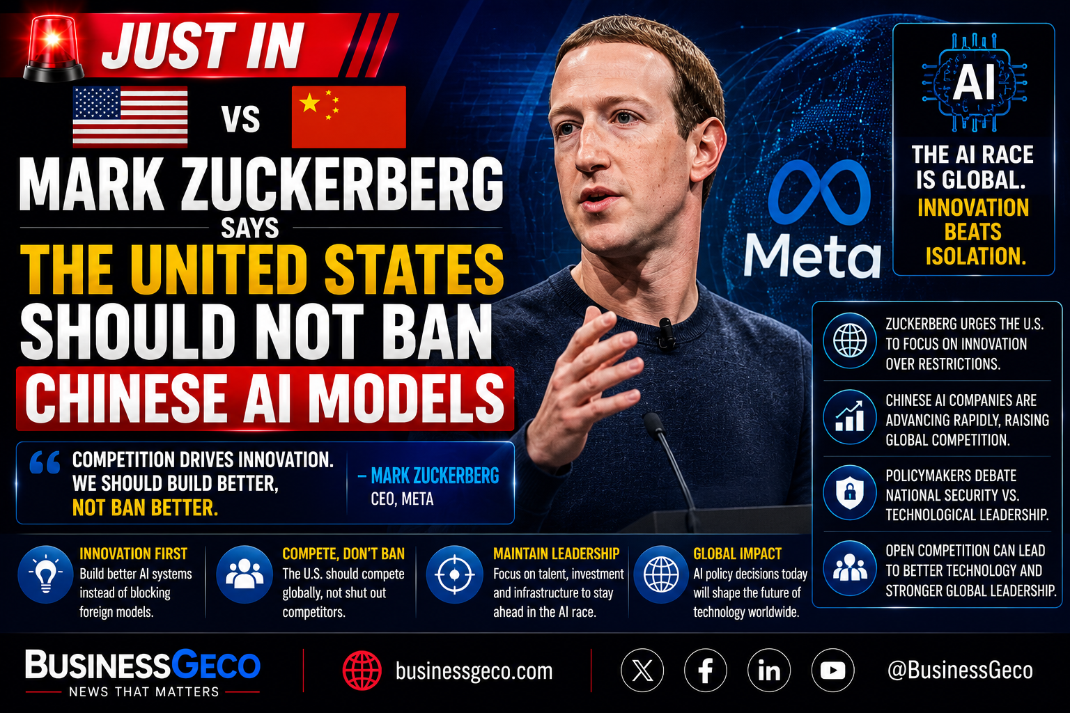Meta CEO Mark Zuckerberg Says the United States Should Not Ban Chinese AI Models