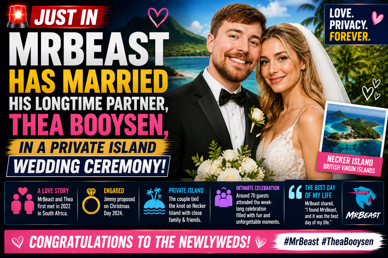 MrBeast Marries Longtime Partner Thea Booysen in Private Island Wedding