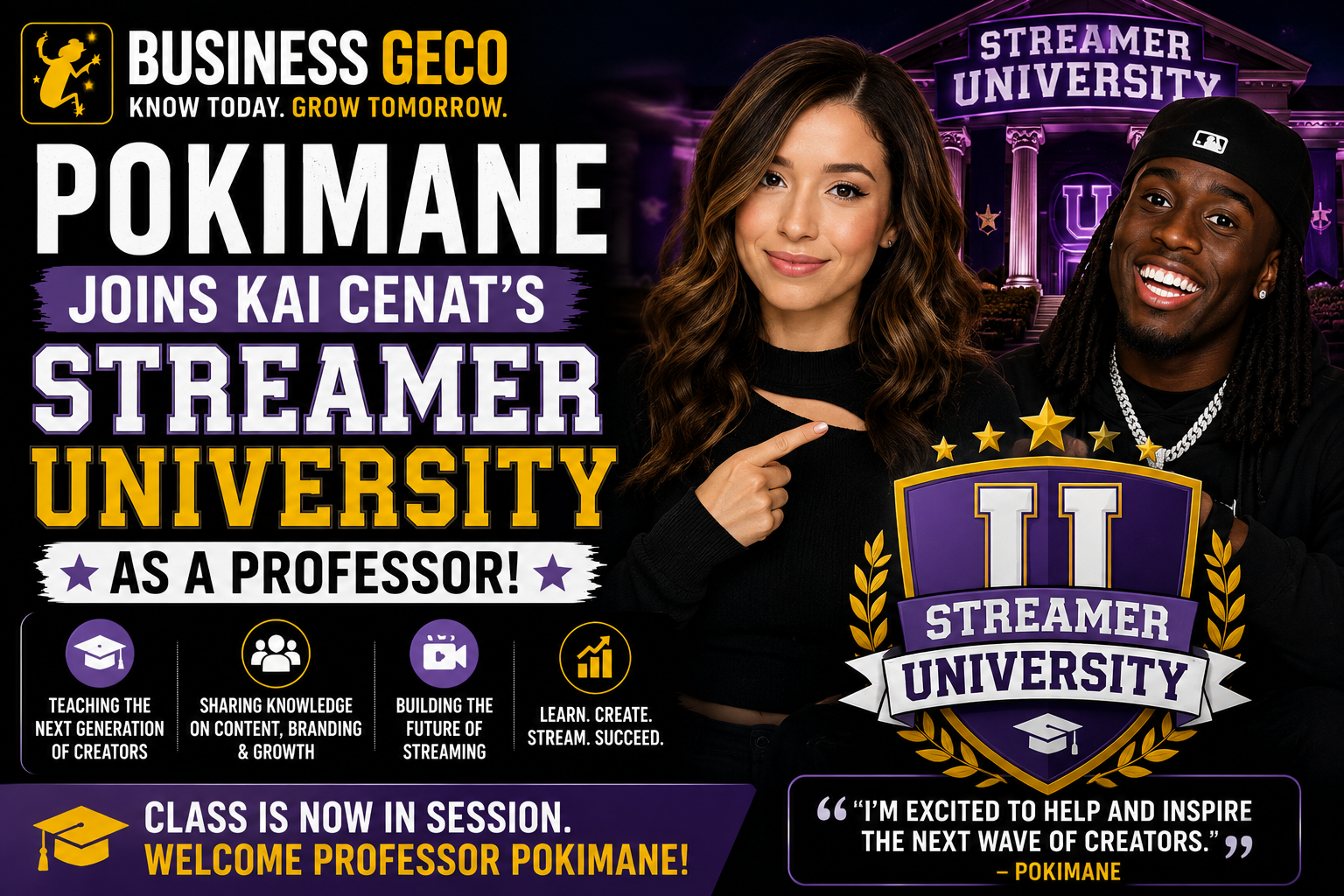 Pokimane Joins Kai Cenat's Streamer University As A Professor