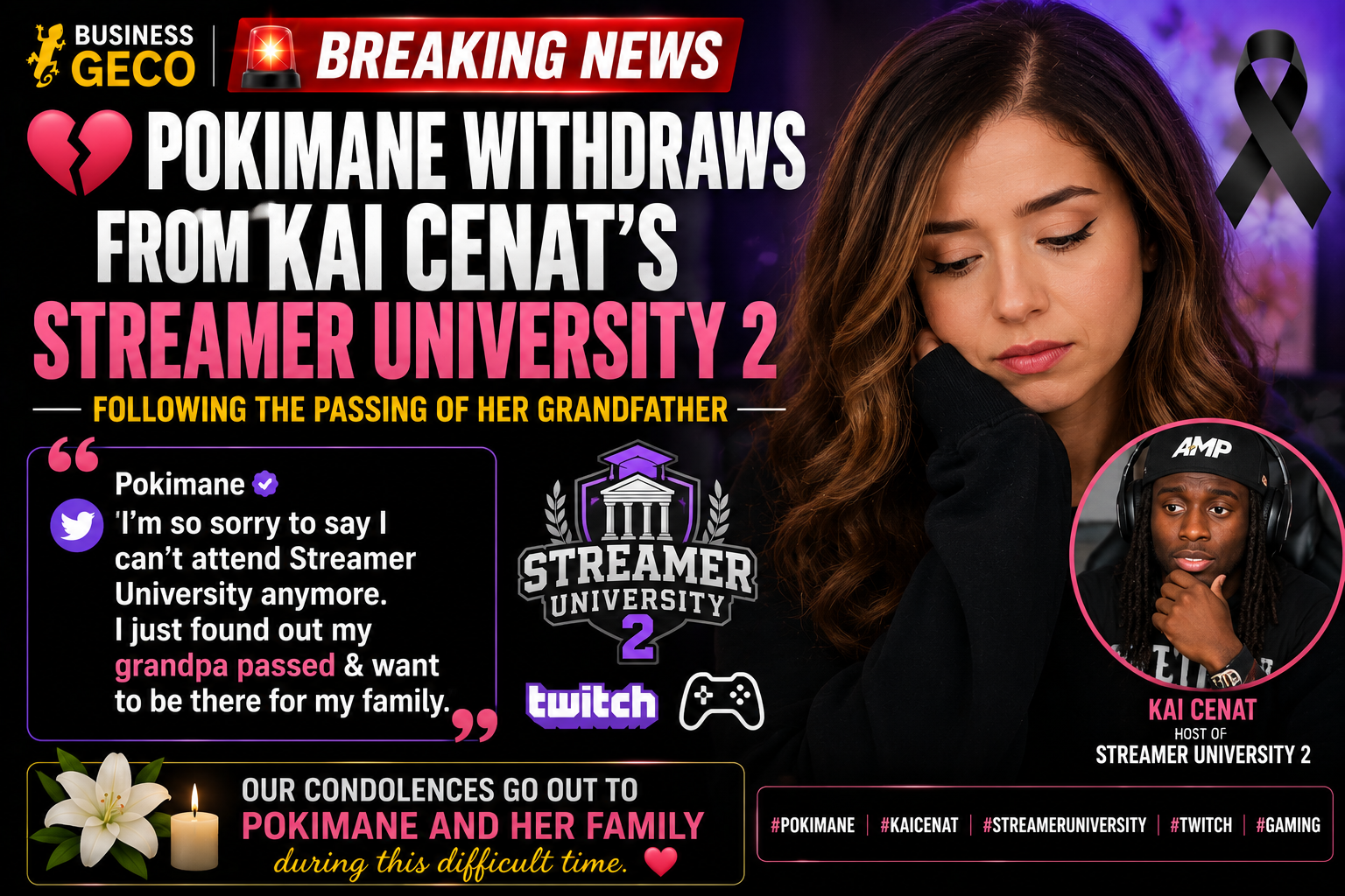 Pokimane Withdraws From Kai Cenat's Streamer University 2 Following Grandfather's Passing