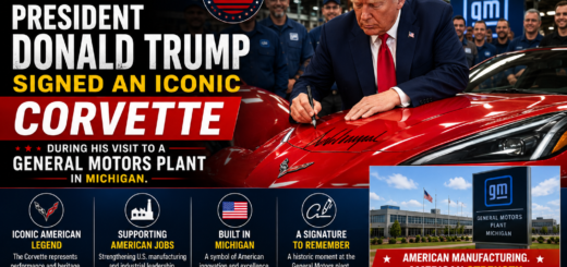 President Donald Trump Signs Iconic Corvette During Visit to General Motors Plant in Michigan