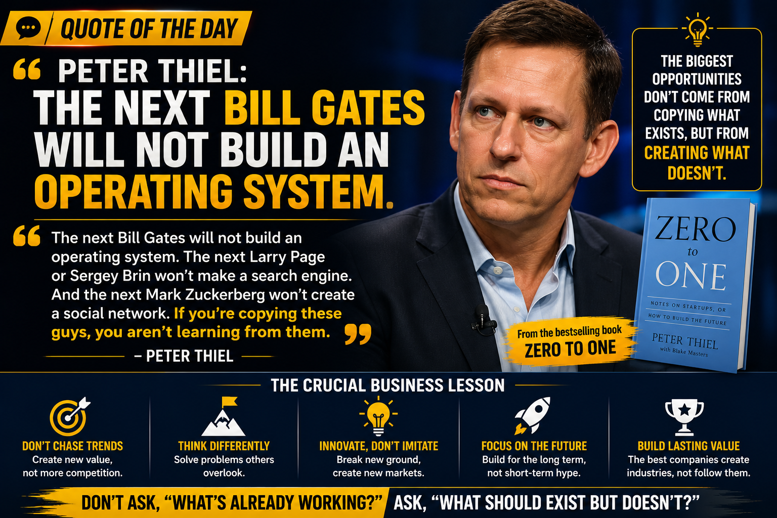 Quote of the Day: Peter Thiel — "The Next Bill Gates Will Not Build an Operating System"