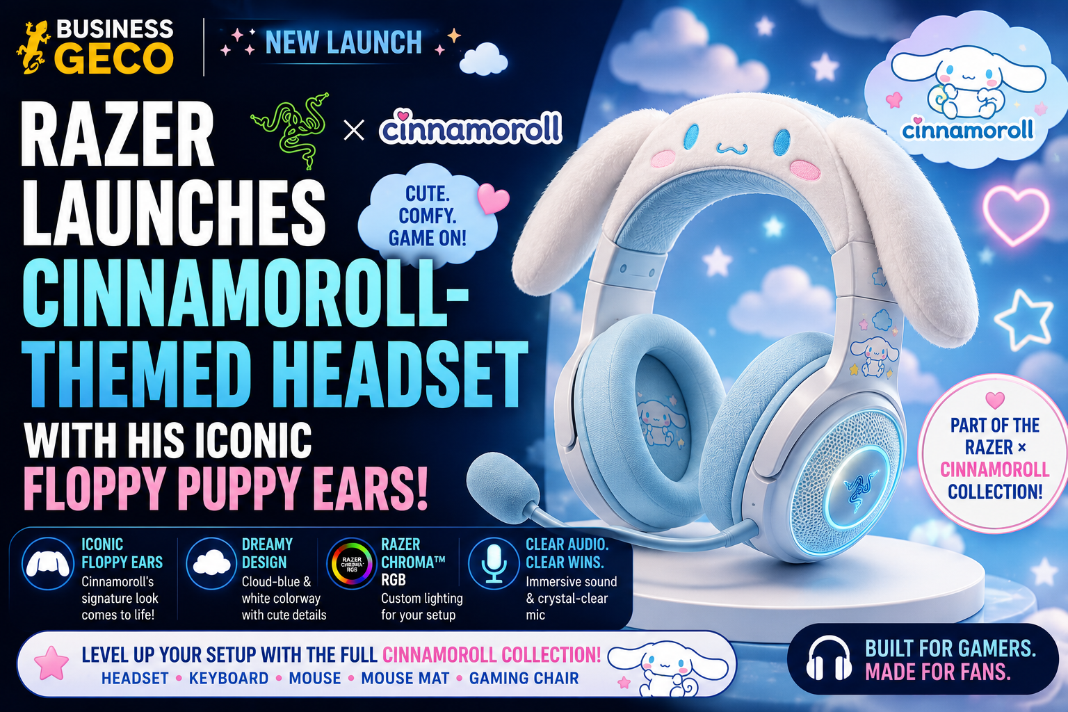 Razer Launches Adorable Cinnamoroll-Themed Headset With Signature Floppy Puppy EarsRazer Launches Adorable Cinnamoroll-Themed Headset With Signature Floppy Puppy Ears