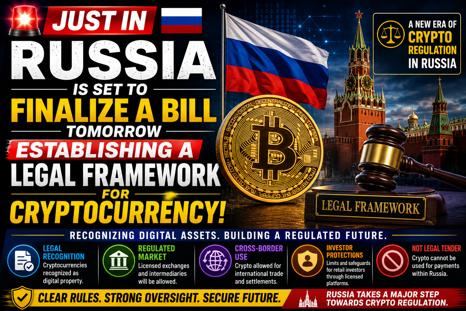 Russia Set to Finalize Landmark Cryptocurrency Legal Framework Bill