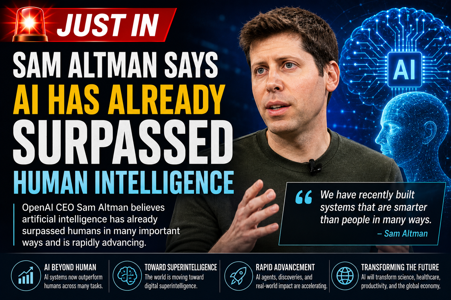 Sam Altman Says AI Has Already Surpassed Human Intelligence