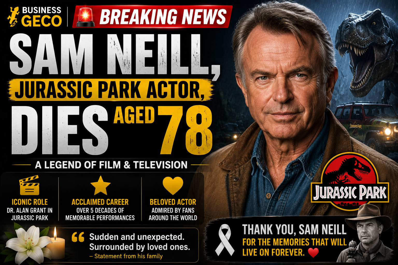 Sam Neill, Beloved Jurassic Park Star, Dies at 78