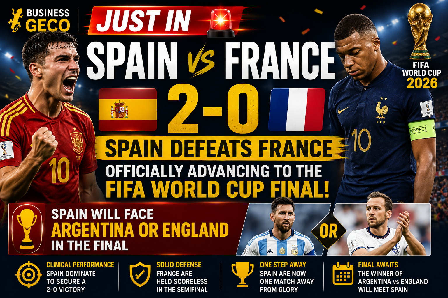 Spain Defeat France 2–0 to Reach the 2026 FIFA World Cup Final