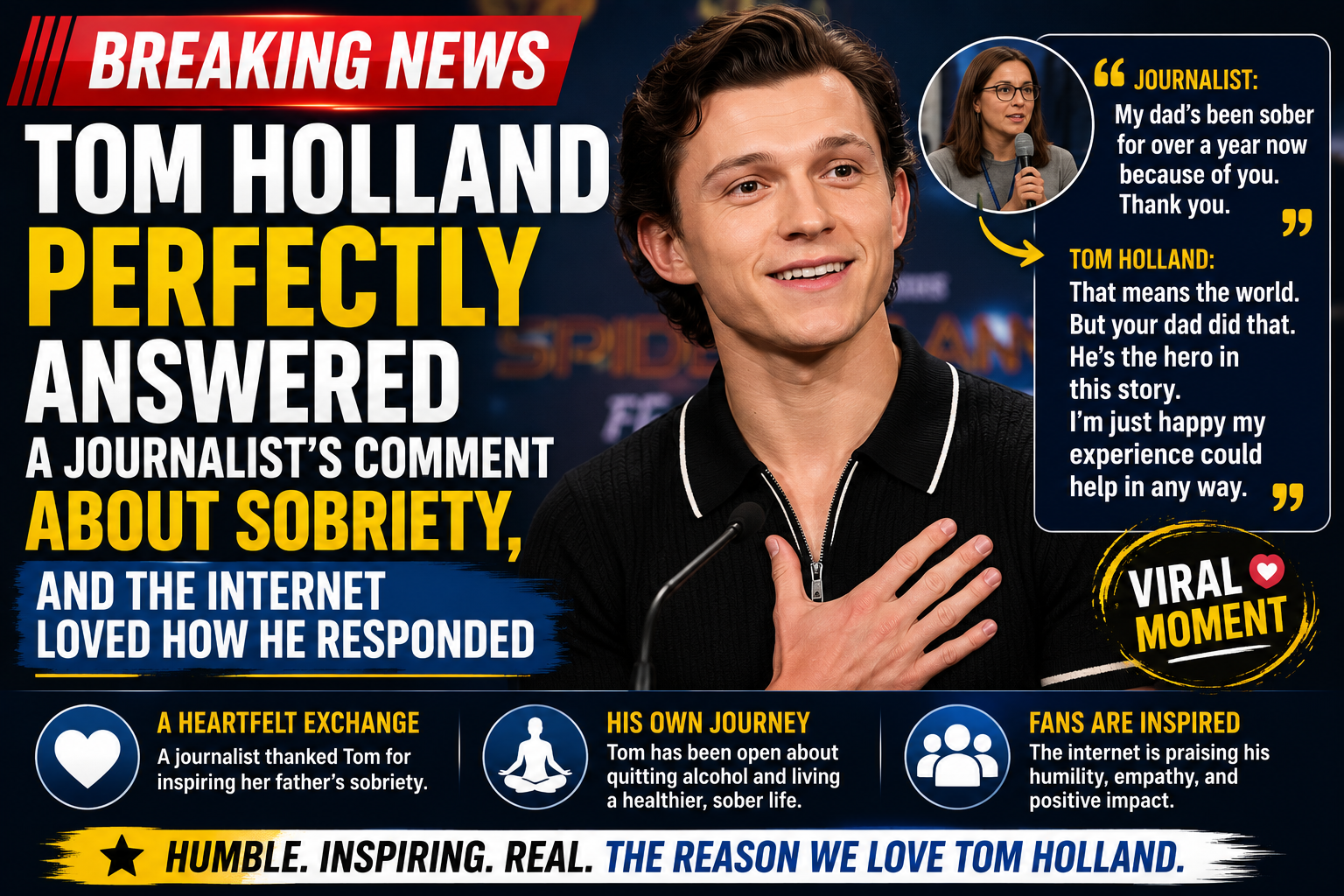 Tom Holland’s Thoughtful Response to a Journalist’s Sobriety Story Wins Over the Internet
