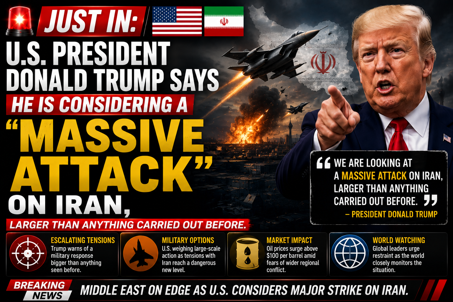Trump Says He Is Considering a Massive Attack on Iran