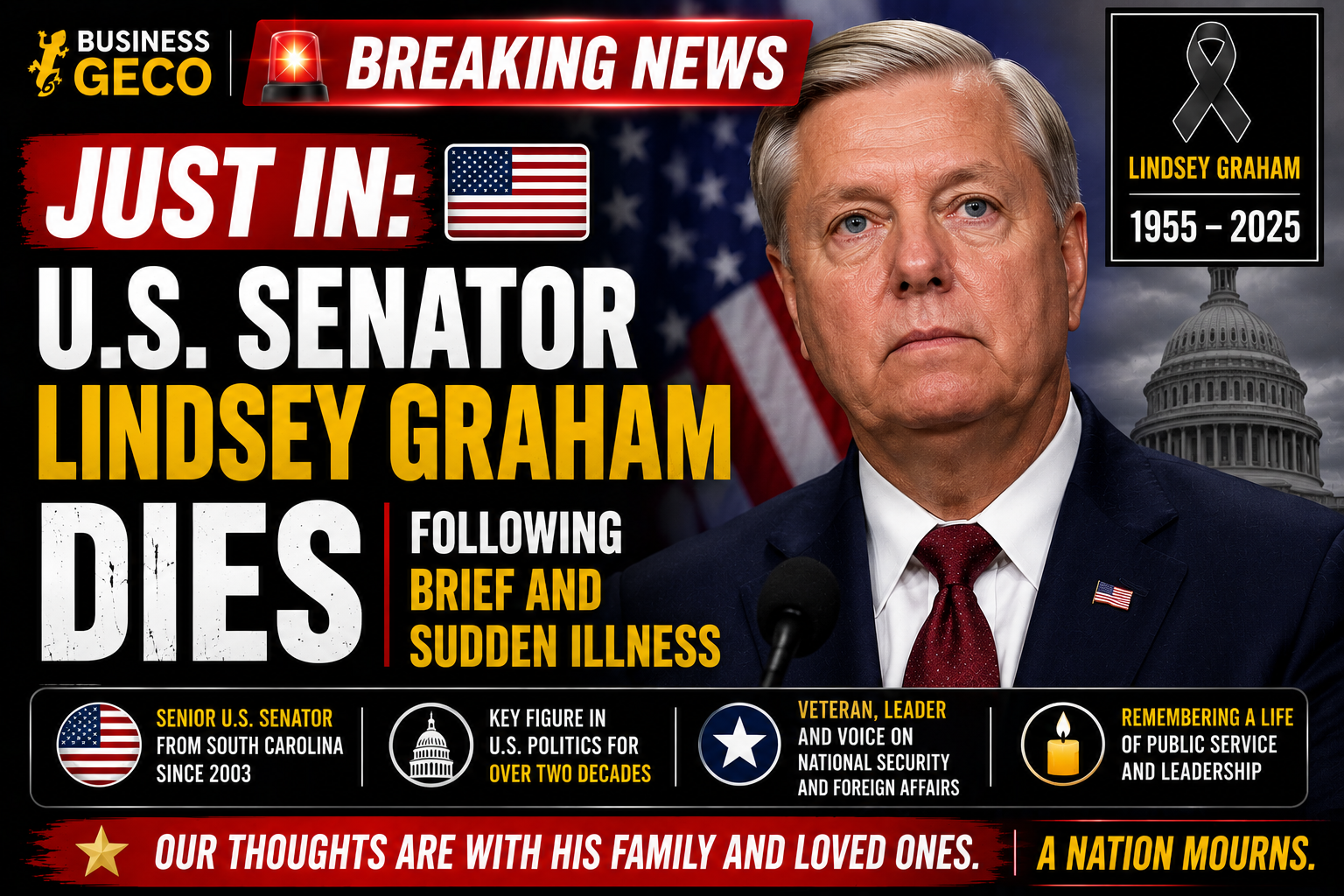 U.S. Senator Lindsey Graham Dies at 71 Following Sudden Illness