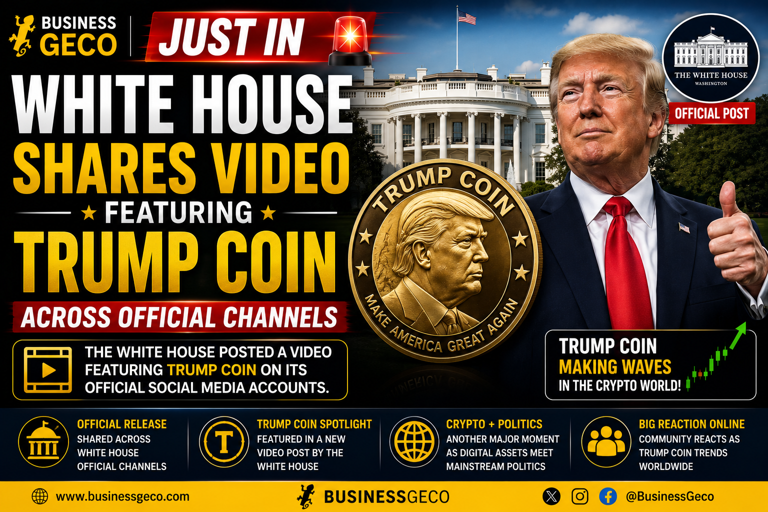 White House Shares Video Featuring Trump Coin Across Official Channels