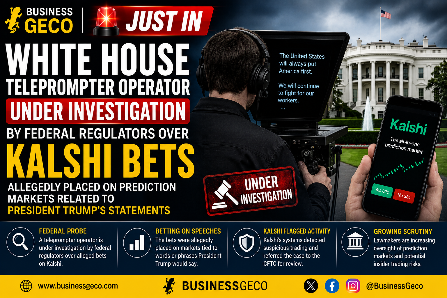 White House Teleprompter Operator Reportedly Under Federal Investigation Over Kalshi Bets