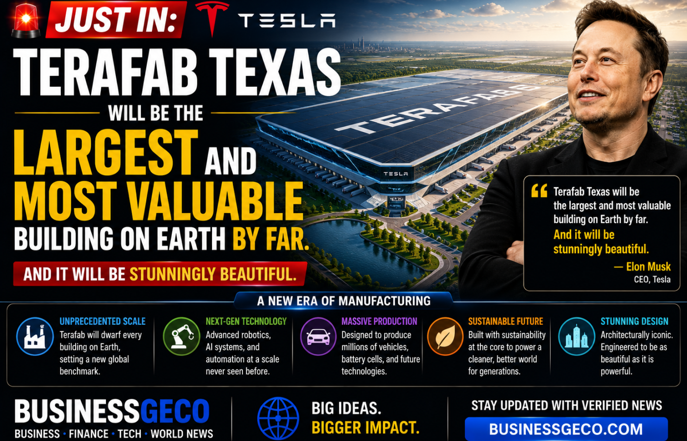 Elon Musk: Terafab Texas Will Be the Largest and Most Valuable Building on Earth