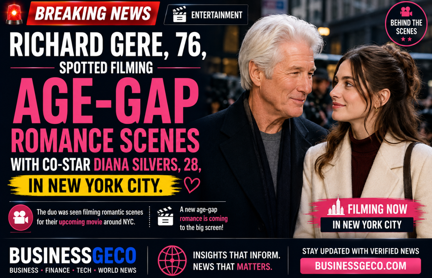 Richard Gere and Diana Silvers Spotted Filming New Romance Movie in New York City